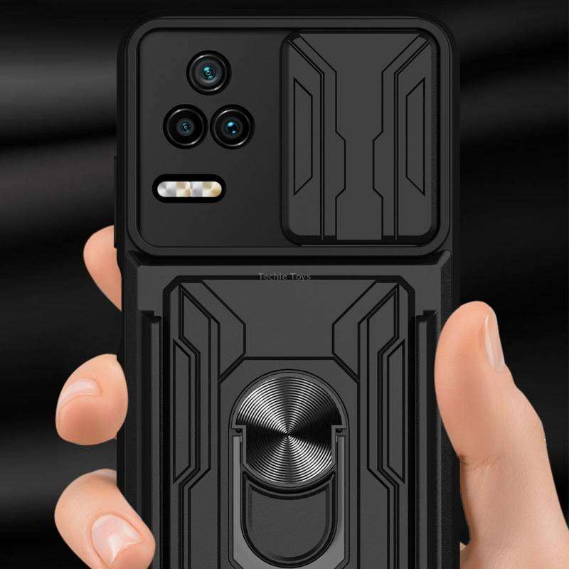 For Xiaomi Poco F4/Redmi K40S Sliding Camshield Card Phone Case(Black)
