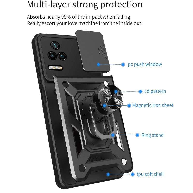 For Xiaomi Poco F4/Redmi K40S Sliding Camera Design TPU + PC Phone Case(Black)