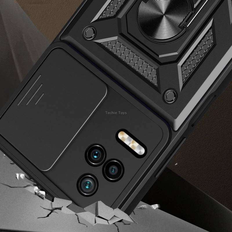 For Xiaomi Poco F4/Redmi K40S Sliding Camera Design TPU + PC Phone Case(Black)