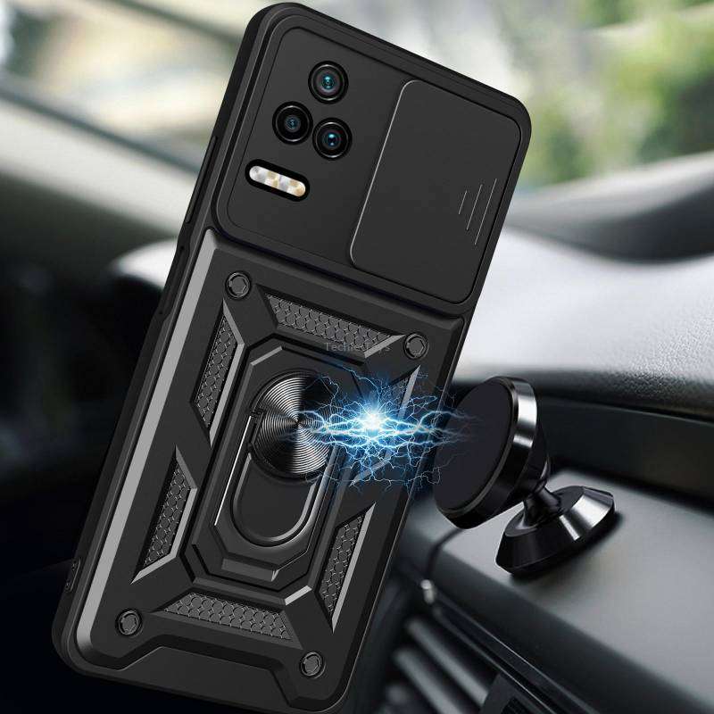 For Xiaomi Poco F4/Redmi K40S Sliding Camera Design TPU + PC Phone Case(Black)