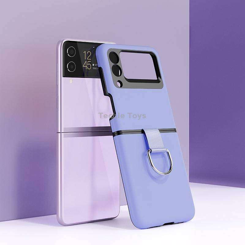 For Samsung Galaxy Z Flip4 Silicone PC Ring Phone Case(Purple)