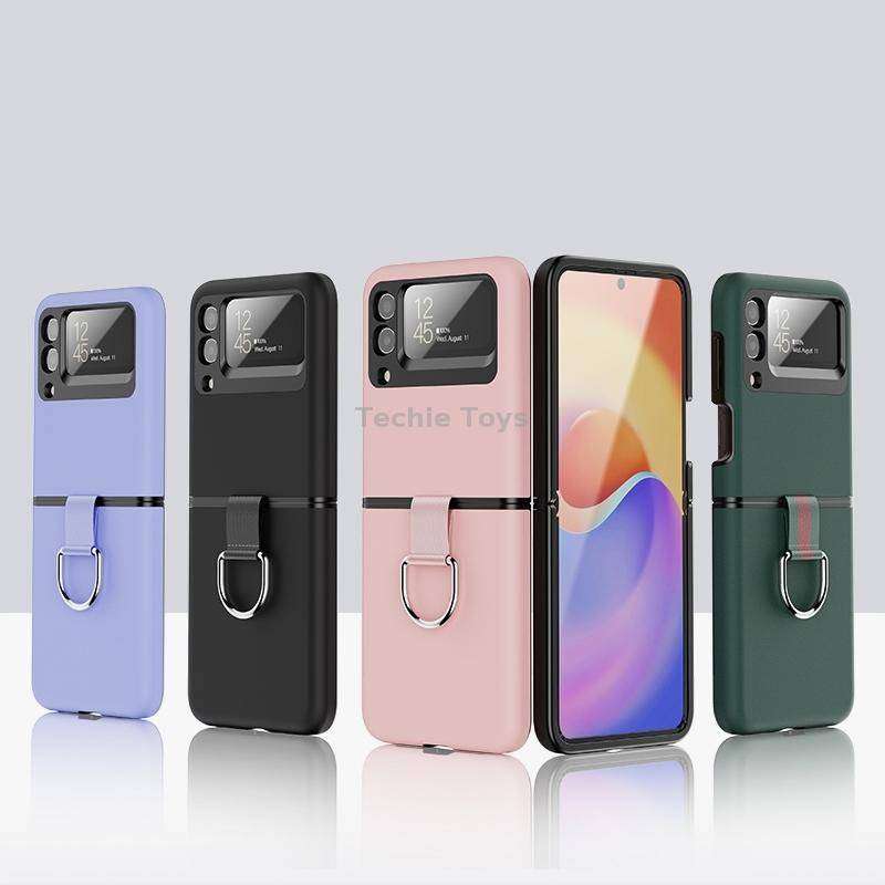 For Samsung Galaxy Z Flip4 Silicone PC Ring Phone Case(Purple)