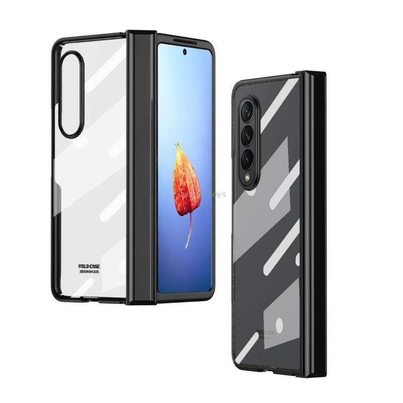 For Samsung Galaxy Z Fold4 Full Body Electroplating Hinge Phone Case(Black)
