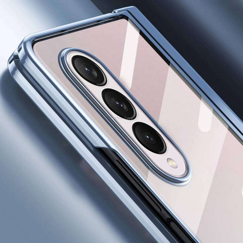 For Samsung Galaxy Z Fold4 Full Body Electroplating Hinge Phone Case(Black)