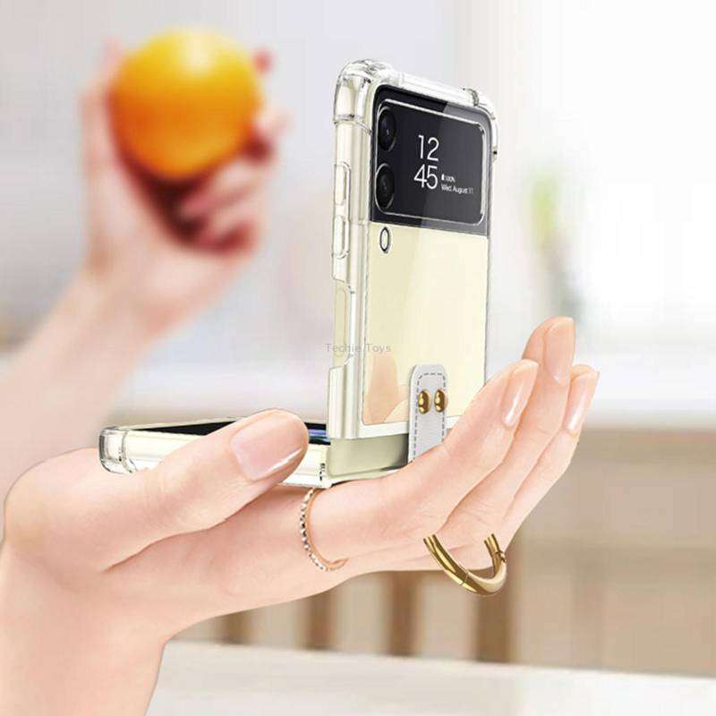 For Samsung Galaxy Z Flip4 GKK Airbag Protective Phone Case with Ring(Black)