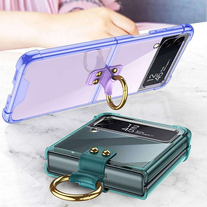 For Samsung Galaxy Z Flip4 GKK Airbag Protective Phone Case with Ring(Black)