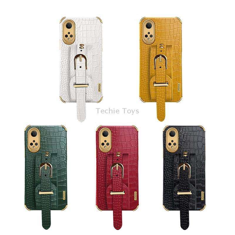 For Honor X7 Electroplated TPU Crocodile Pattern Leather Case with Wrist Strap(Red)