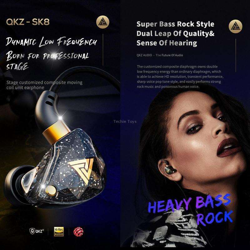 QKZ SK8 3.5mm Sports In-ear Dynamic HIFI Monitor Earphone with Mic(Colorful)
