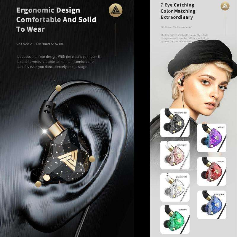 QKZ SK8 3.5mm Sports In-ear Dynamic HIFI Monitor Earphone with Mic(Colorful)