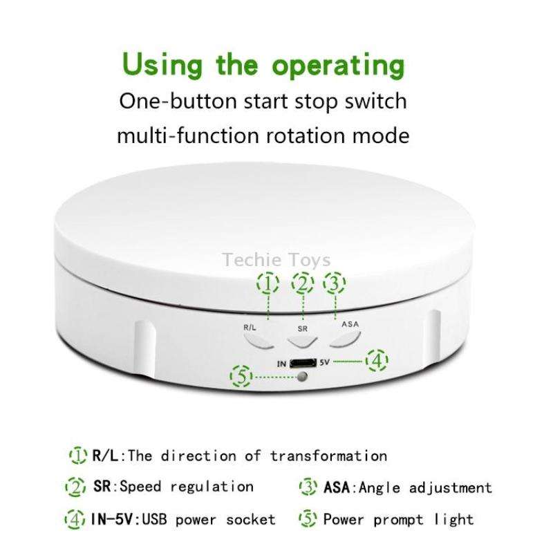14.6cm Remote Mirror USB Electric Rotating Turntable Display Stand, Load: 10kg(White)