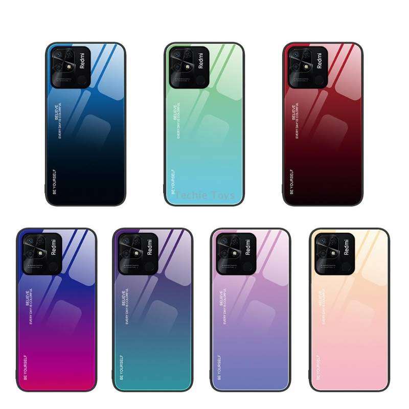 For Xiaomi Redmi 10C Gradient Color Glass Case(Aurora Blue)
