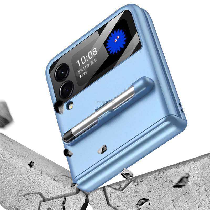 For Samsung Galaxy Z Flip4 GKK Magnetic Full Coverage Phone Flip Case with Pen(Purple)