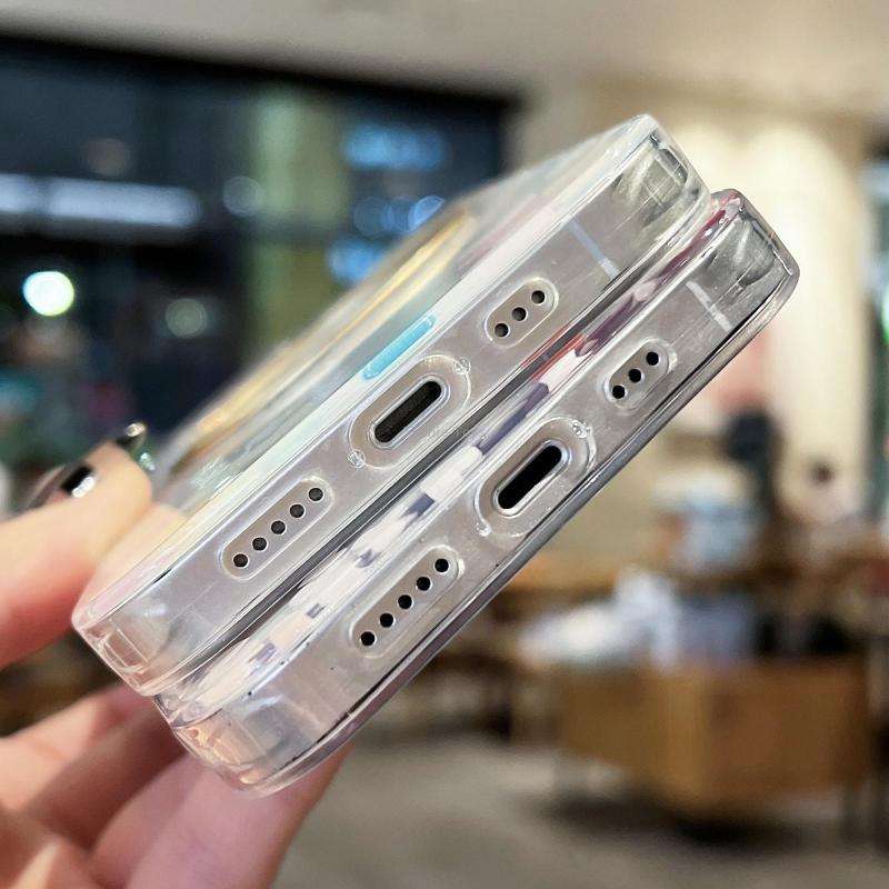 For iPhone 14 Plus Love Heart MagSafe Phone Case (Blue Pink)