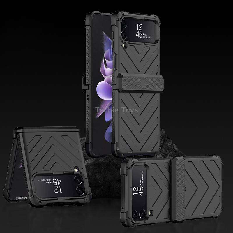 For Samsung Galaxy Z Flip4 GKK Magnetic Folding Swivel Armored Phone Case with Hinges(Black)