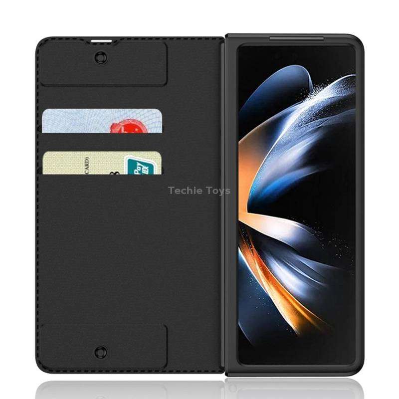 For Samsung Galaxy Z Fold4 GKK Armor Flip Leather Phone Case with Pen Slots(Black)