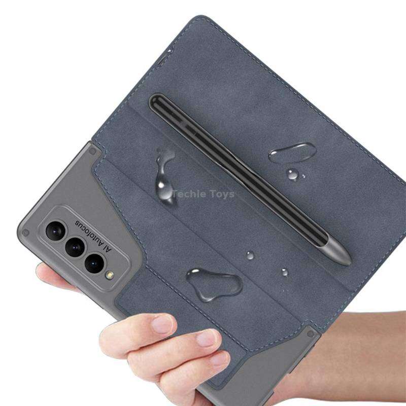 For Samsung Galaxy Z Fold4 GKK Armor Flip Leather Phone Case with Pen Slots(Black)