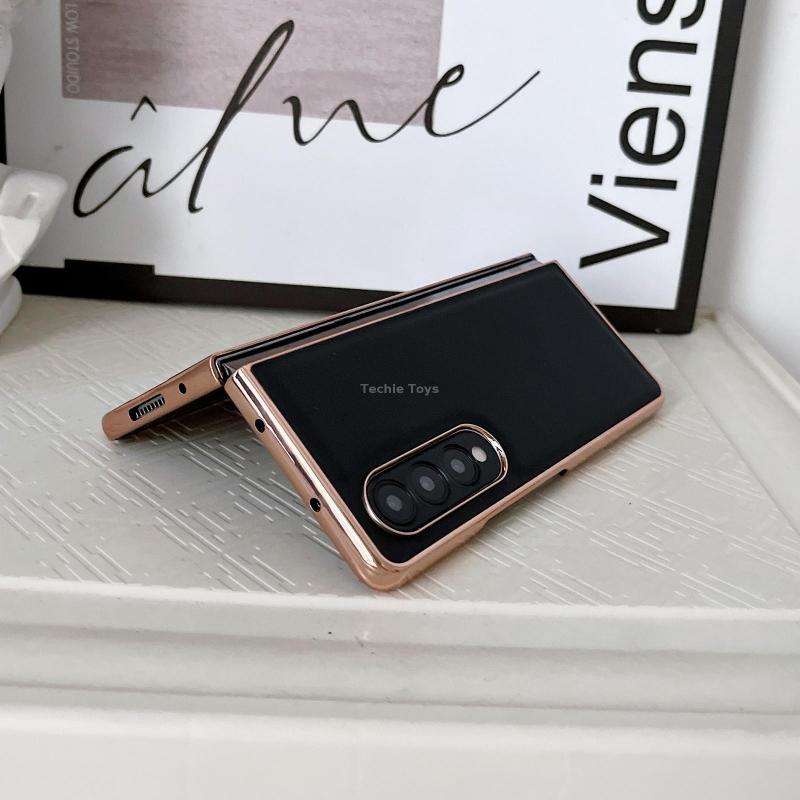 For Samsung Galaxy Z Fold3 5G Genuine Leather Xiaoya Series Nano Plating Phone Case(Coffee)
