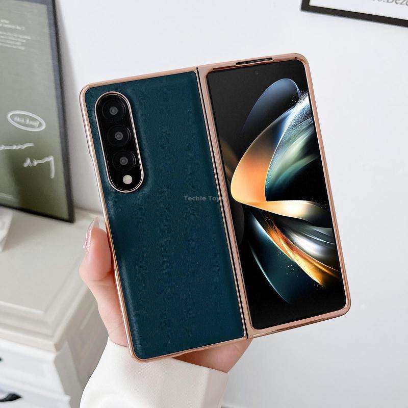 For Samsung Galaxy Z Fold3 5G Genuine Leather Xiaoya Series Nano Plating Phone Case(Coffee)