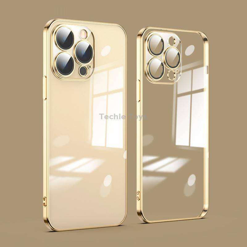 For iPhone 13 Pro Dustproof Glass Lens Protection Electroplating Phone Case(Gold)