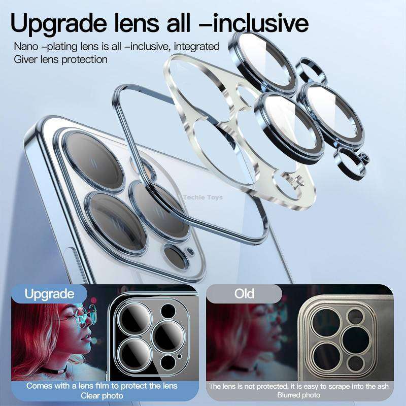 For iPhone 13 Pro Dustproof Glass Lens Protection Electroplating Phone Case(Gold)