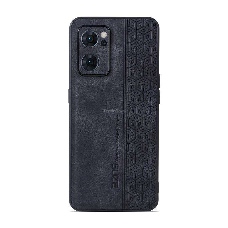 For OPPO Reno7 5G AZNS 3D Embossed Skin Feel Phone Case(Black)