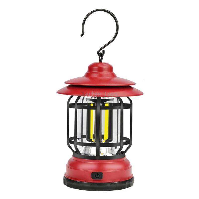 Portable Retro Hanging Lamp Lantern Camping Tent Light, Type:USB Charging(Red)