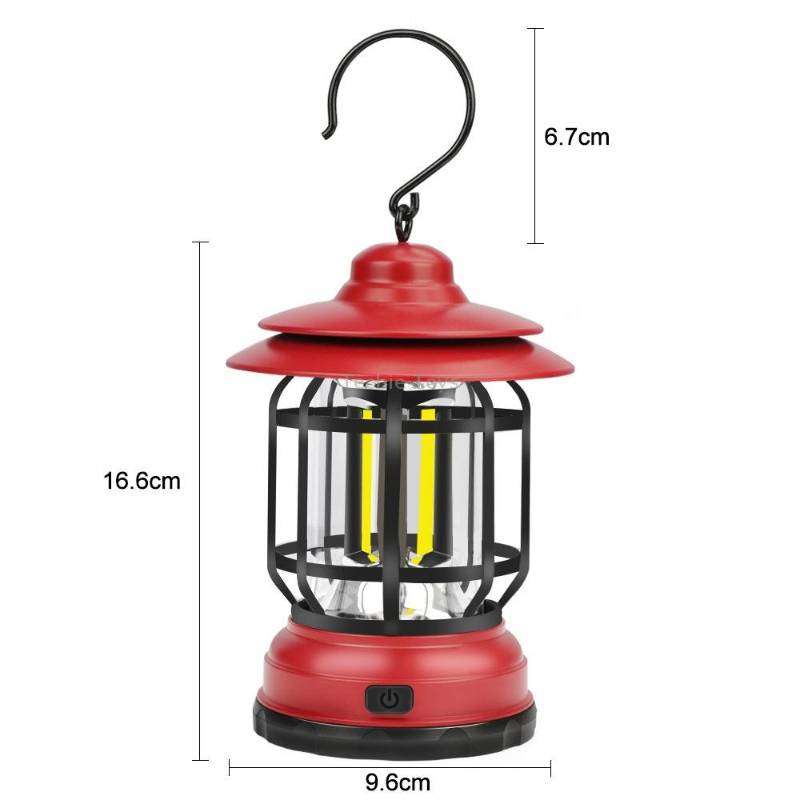 Portable Retro Hanging Lamp Lantern Camping Tent Light, Type:USB Charging(Red)