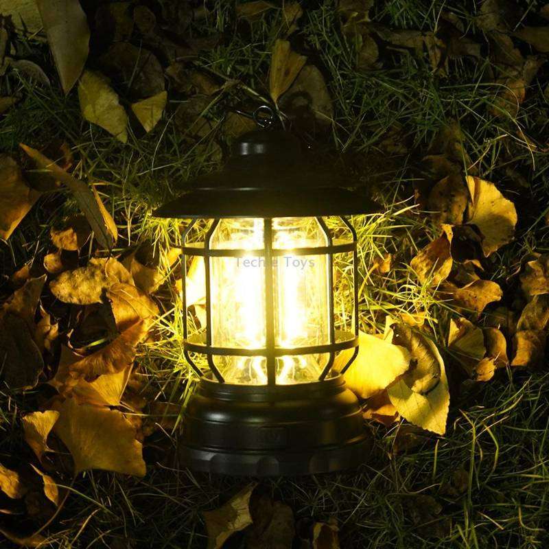 Portable Retro Hanging Lamp Lantern Camping Tent Light, Type:USB Charging(Red)