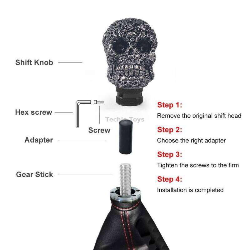 Car Skull Manual Shift Lever Gear Head(Creamy-white)