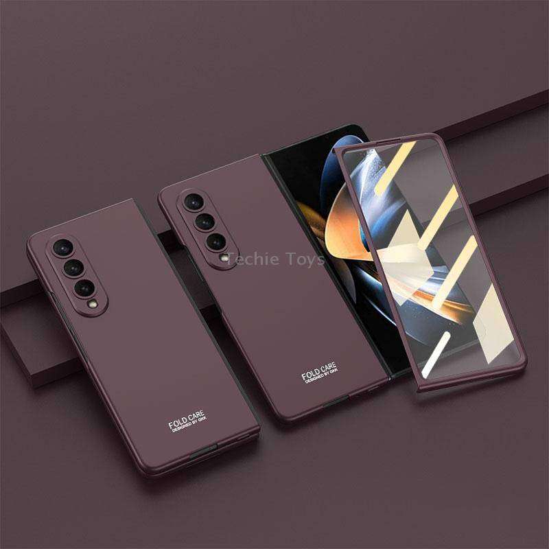 For Samsung Galaxy Z Fold4 GKK Integrated Ultra-thin Full Coverage Phone Flip Case(Wine Red)