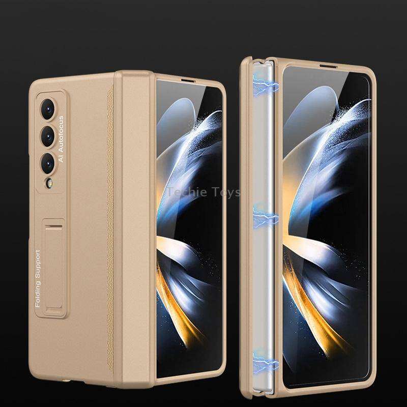 For Samsung Galaxy Z Fold4 GKK Magnetic Hinged Folding Full Phone Case(Champagne Gold)