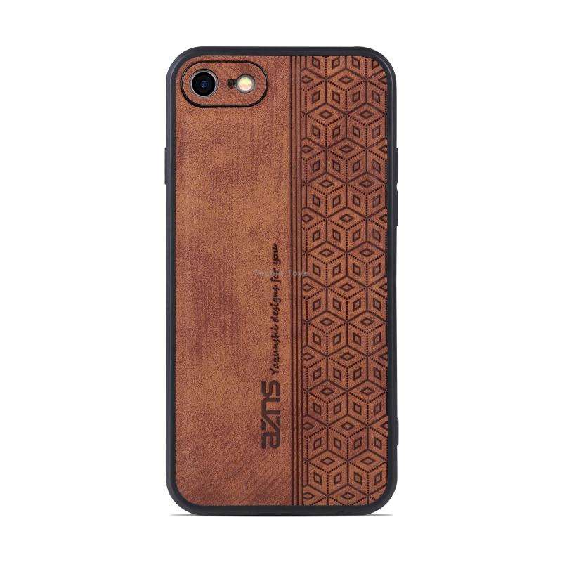 For iPhone SE 2022 / SE 2020 / 8 / 7 AZNS 3D Embossed Skin Feel Phone Case(Brown)