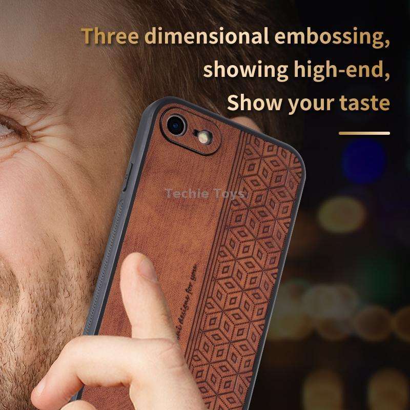 For iPhone SE 2022 / SE 2020 / 8 / 7 AZNS 3D Embossed Skin Feel Phone Case(Brown)