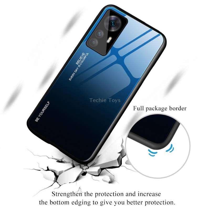 For Xiaomi Redmi K50 Ultra / 12T / 12T Pro Gradient Color Glass Phone Case(Blue Black)