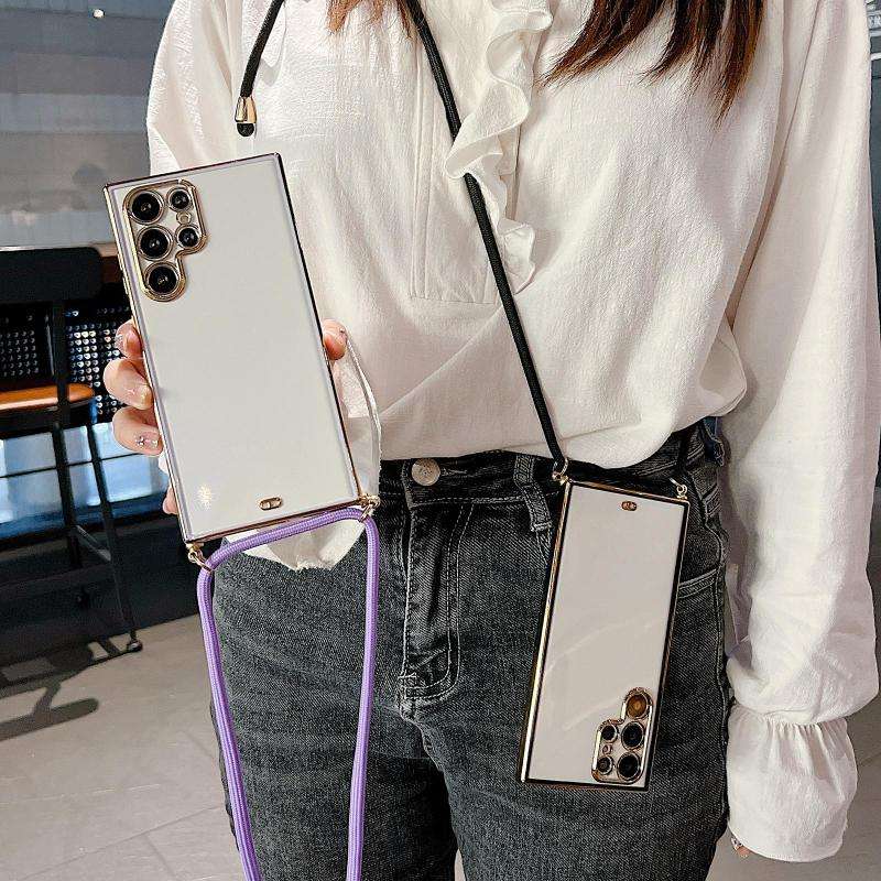 For Samsung Galaxy S22 Ultra 5G Two-color Lanyard Phone Case(White)