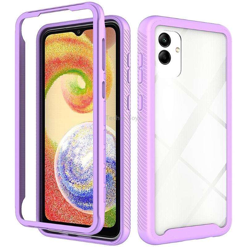 For Samsung Galaxy A04 Starry Sky Solid Color Shockproof TPU Clear PC Phone Case(Purple)