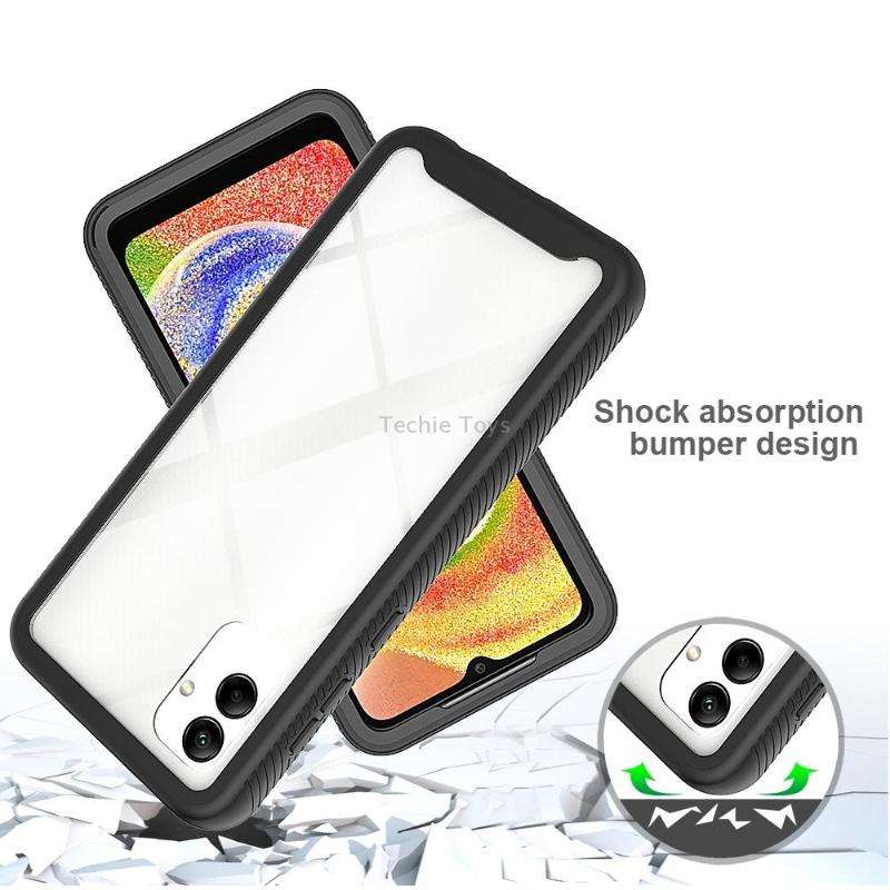 For Samsung Galaxy A04 Starry Sky Solid Color Shockproof TPU Clear PC Phone Case(Purple)