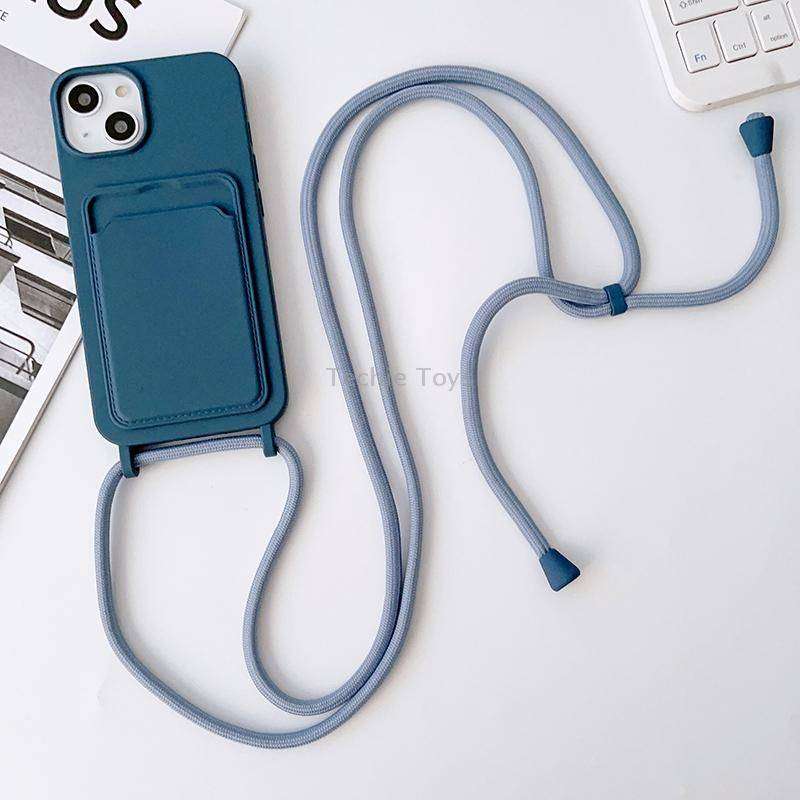 For iPhone 13 Pro Crossbody Lanyard Elastic Silicone Card Holder Phone Case(White)