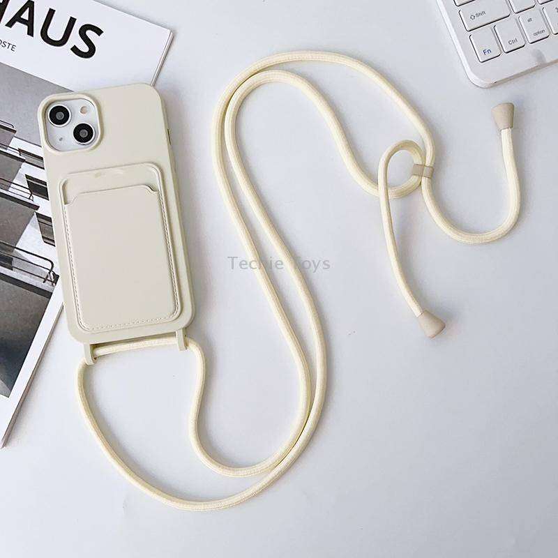 For iPhone 11 Pro Crossbody Lanyard Elastic Silicone Card Holder Phone Case(White)