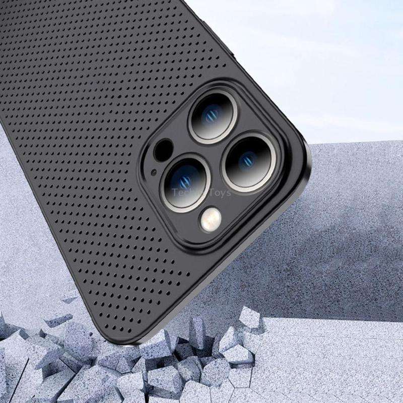 For iPhone 14 Pro Honeycomb Hollow Heat Dissipation Phone Case(Grey)