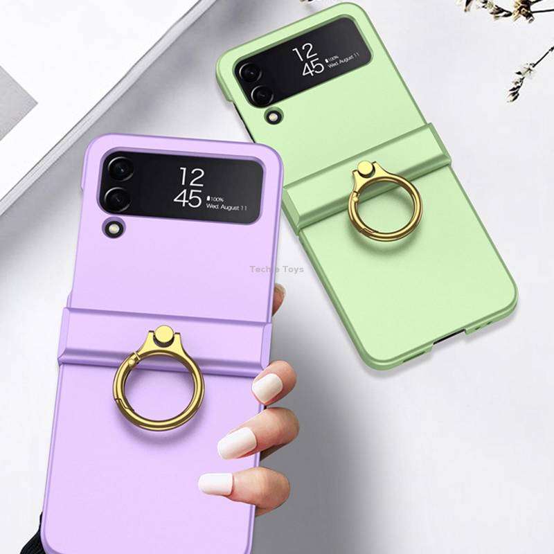For Samsung Galaxy Z Flip4 GKK Ultrathin Hinge Full Coverage Phone Case with Ring Holder(White)