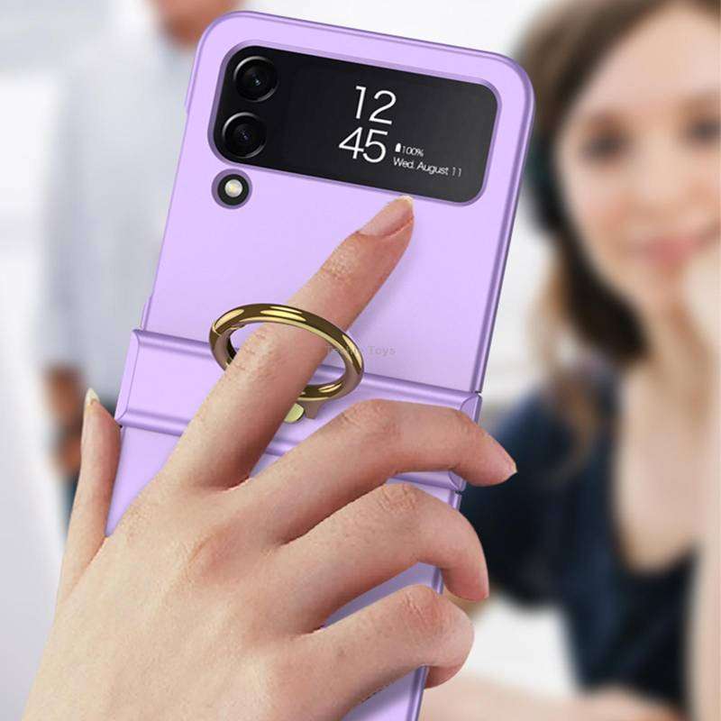 For Samsung Galaxy Z Flip4 GKK Ultrathin Hinge Full Coverage Phone Case with Ring Holder(White)