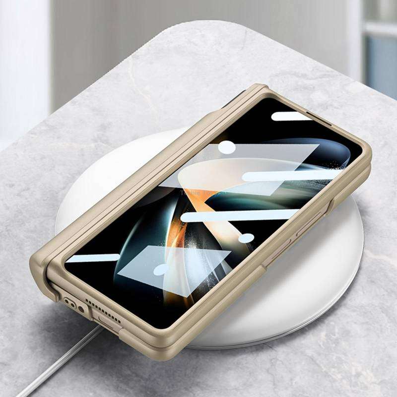 For Samsung Galaxy Z Fold4 GKK Magnetic Fold Hinge Shockproof Phone Case with Wrist Strap(Black)