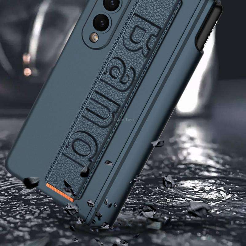 For Samsung Galaxy Z Fold4 GKK Magnetic Fold Hinge Shockproof Phone Case with Wrist Strap(Black)