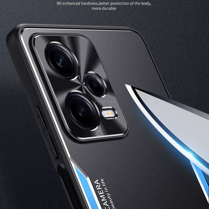 For Xiaomi Redmi Note 12 Pro+ China Blade Series TPU + Titanium Alloy Phone Case with Holder(Black B