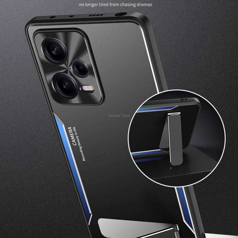 For Xiaomi Redmi Note 12 Pro+ China Blade Series TPU + Titanium Alloy Phone Case with Holder(Black B