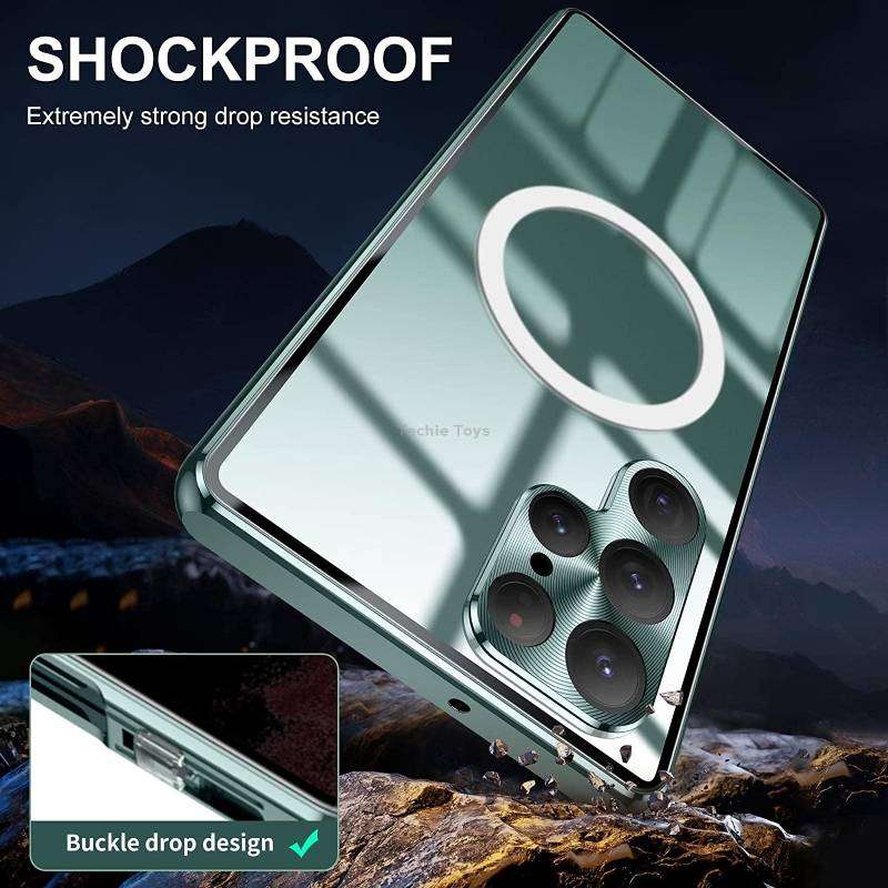 For Samsung Galaxy S22 Ultra 5G Lens Protector MagSafe Double Sided Magnetic Phone Case(Black)