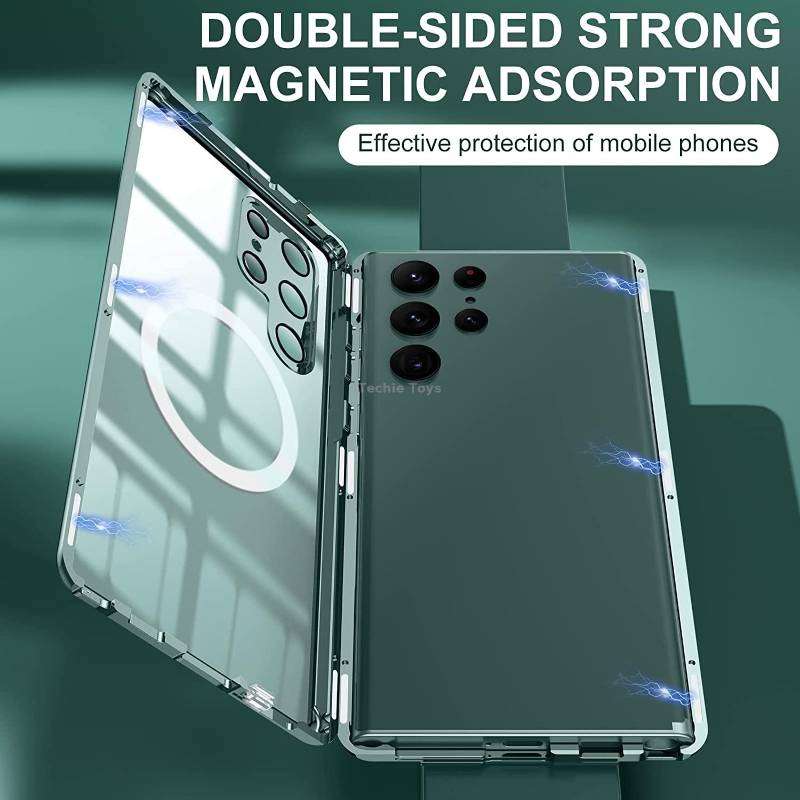 For Samsung Galaxy S22 Ultra 5G Lens Protector MagSafe Double Sided Magnetic Phone Case(Black)
