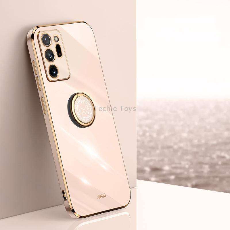 For Samsung Galaxy Note20 Ultra XINLI Straight Edge 6D Electroplate TPU Phone Case with Ring Holder(