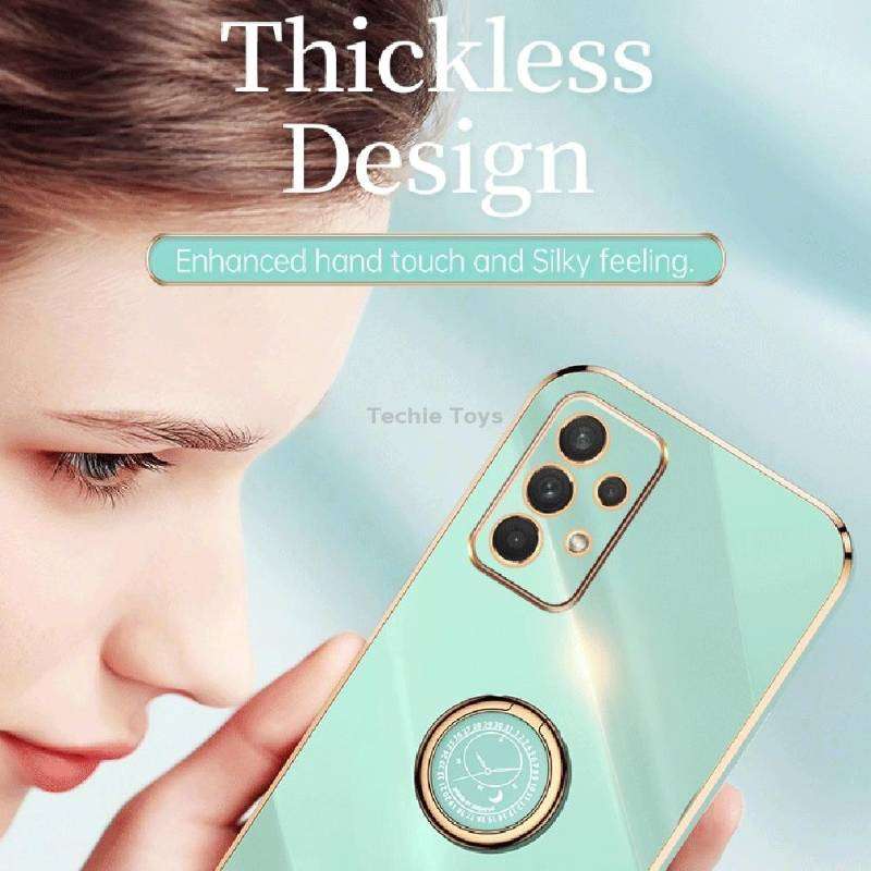 For Samsung Galaxy A32 5G XINLI Straight Edge 6D Electroplate TPU Phone Case with Ring Holder(White)